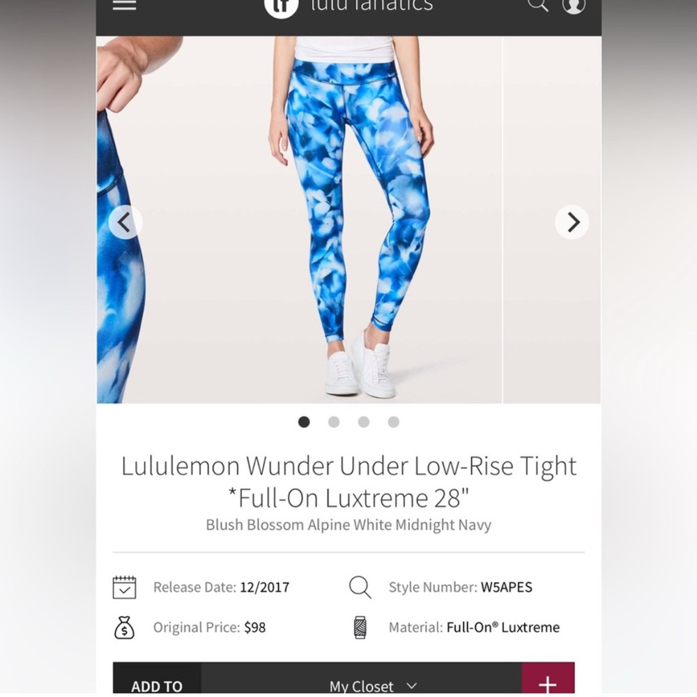 Lululemon Wunder Under Low-Rise Tight LUXTREME 28”